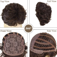 Synthetic Short Haircut Curly Wig with Bangs Short Brown Wigs for Men Curly Layered Natural Looking Realistic