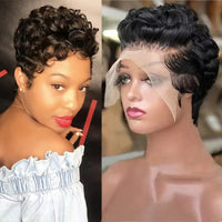 Curly Pixie Cut HD Lace Human Hair Wig for Women - Image 1