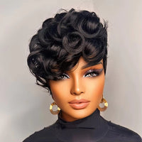 6" Curly Pixie Cut Machine Made Human Hair Wig for Women - Image 7