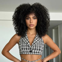 Fluffy Afro Kinky Curly Synthetic Wig for Women Glueless Full Head Heat Resistant Fiber Hair Natural Bouncy Volume Light