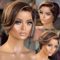 Mixed Straight Pixie Cut HD Lace Human Hair Wig for Women - Image 8