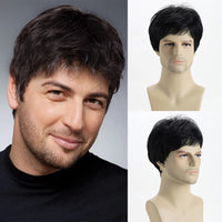 Short Natural Curly Hair For Male Young Men Heat Resistant Fiber Synthetic Wigs