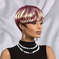 Straight Pixie Cut Wig 6inch Human Hair Short Layered Style for Women Comfortable Fit Wig