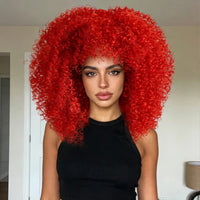 Fluffy Afro Kinky Curly Synthetic Wig for Women Glueless Full Head Heat Resistant Fiber Hair Natural Bouncy Volume Light