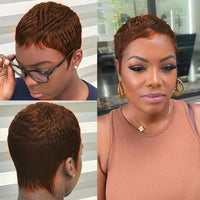 Brazilian Human Hair Short Wave Curly Pixie Cut Wigs