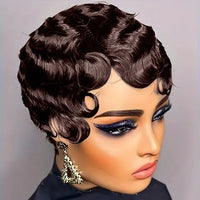 Wavy Pixie Cut Human Hair Wig for Women - Image 3
