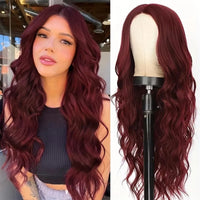 Wine Red Curly Synthetic Wig for Women - Image 2