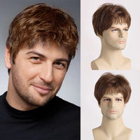 Short Natural Curly Hair For Male Young Men Heat Resistant Fiber Synthetic Wigs