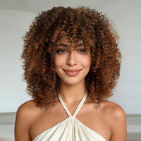 Fluffy Afro Kinky Curly Synthetic Wig for Women Glueless Full Head Heat Resistant Fiber Hair Natural Bouncy Volume Light