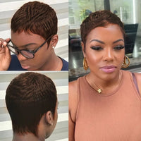 Brazilian Human Hair Short Wave Curly Pixie Cut Wigs