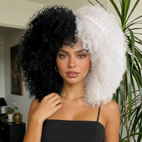 Fluffy Afro Kinky Curly Synthetic Wig for Women Glueless Full Head Heat Resistant Fiber Hair Natural Bouncy Volume Light