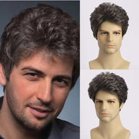 Short Natural Curly Hair For Male Young Men Heat Resistant Fiber Synthetic Wigs