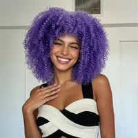 Fluffy Afro Kinky Curly Synthetic Wig for Women Glueless Full Head Heat Resistant Fiber Hair Natural Bouncy Volume Light