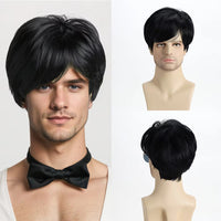 Short Natural Curly Hair For Male Young Men Heat Resistant Fiber Synthetic Wigs