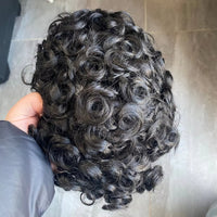 Curly Toupee Human Hair Toupee for Men - Image 12