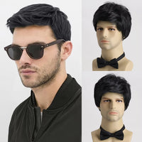 Short Natural Curly Hair For Male Young Men Heat Resistant Fiber Synthetic Wigs