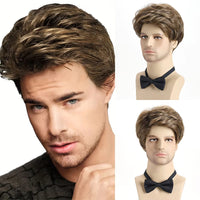 Short Natural Curly Hair For Male Young Men Heat Resistant Fiber Synthetic Wigs