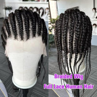 Ready To Wear Go Glueless Full Lace Human Hair Cornrow Braided Wigs For Women