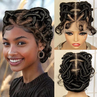 Synthetic Full Lace Handmade Afro Braided Wigs Lightweight Bantu Knotless Braids Wig with Baby Hair