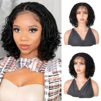Double Full Lace Twist Box Braided Wigs Short Curly Braided Bob Synthetic Wig with Baby Hair