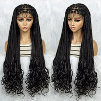 Transparent 9x6 Lace Frontal Boho Wig Synthetic Box Braids Goddess Braided Wigs with Baby Hair