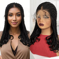 18in Knotless Cornrow Braided Wig with Wavy Ends Synthetic Full Lace Braided Wig with Baby Hair