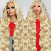 46" Blonde Wavy HD Lace Human Hair Wig for Women - Image 1