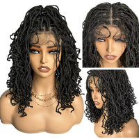 Synthetic 4x4 Lace Front Braid Wig 14inch Curly Faux Locs Large Parting Space Twist Dreadlock Wigs
