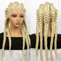 Blonde 613 Synthetic Lace Frontal Cornrow Braided Wigs 24 Inches Knotless With Baby Hair