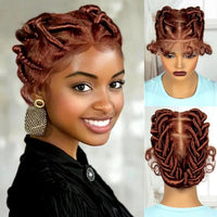 Synthetic Full Lace Handmade Afro Braided Wigs Lightweight Bantu Knotless Braids Wig with Baby Hair