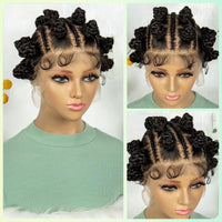 Synthetic Full Lace Braided Wigs Short Cute Handmade Bantu Braided Wigs with Baby Hair