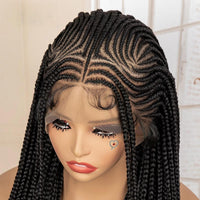 African Braided Hair Wigs Synthetic Full Lace Cornrow Knotless Crochet Braids Wig