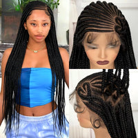 Full Lace Cornrow Braided Wigs 36in Synthetic Box Braided Wigs with Baby Hair