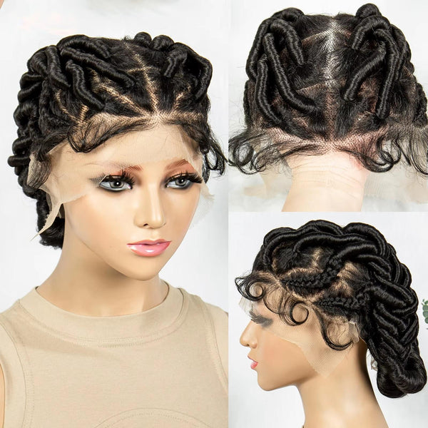 Transparent Full Lace Synthetic Knotless Braided Wigs Crochet Twisted Wigs