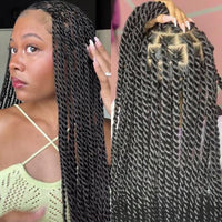 40" Twist Braids Lace Wig Synthetic Full Lace Knotless Box Twist Braid Wig