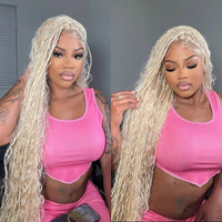 32" Synthetic Boho Braided Wigs Full Lace Wig Knotless Box Braids Wig With Baby Hair