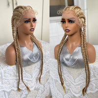 Synthetic Lace Front Wig 32 Inches 4 Twist Cornrow Braided Wigs With Baby Hair
