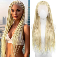 613 Blonde Box Braided Wigs Braids 26Inch Long Synthetic Hair 13x3 Lace Front Wig