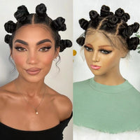 Full Lace Handmade Bantu Braided Synthetic Wigs With Baby Hair