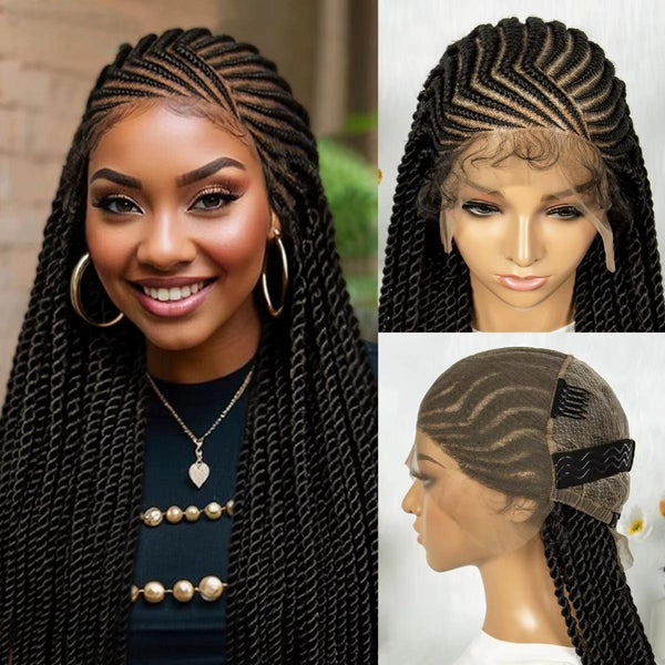 32Inch Full Lace Synthetic Cornrow Braided Wigs