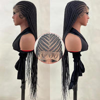 Tribal Cornrow Braided Wigs 36" Long Synthetic Full Lace African Hair Braids Wigs