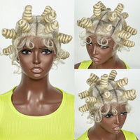 613 Blonde Handmade Bantu Braided Wigs Synthetic Full Lace Knotless Braided Lace Wig
