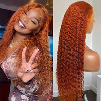 Lace Front Human Hair Wigs 34 Inch 99J Burgundy Deep Wave Lace Front Wig Red Colored Curly Human Hair HD Lace Frontal Wig
