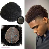 8x10 Inch Base 100% Human Hair Afro Curly Men's Toupee - Breathable Full Machine-Made Hairpiece, Men's Hair Replacement System
