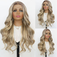 24" Multi-Color Wavy HD Lace Synthetic Wig for Women - Image 1