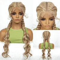 30 Inches Synthetic Cornrow Braided Wigs Lace Frontal Afro Hair Braids Wig with Baby Hair