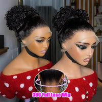 360 Lace Frontal Wig Invisible Drawstring Deep Wave Wig 220% Density Brazilian Curly Human Hair Wigs