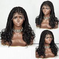 Synthetic Short Box Braided Wigs Wavy Ends 9x6 Frontal Lace Wig With Baby Hair