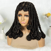 Handmade Bantu Braided Wigs Synthetic Knotless Full Lace Braided Wig with Baby Hair