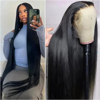 40 Inches 200% Density Brazilian Human Hair Bone Straight 13x6 HD Transparent Lace Frontal Wig For Women